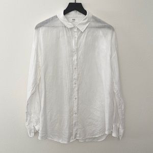 Uniqlo Linen Button Down Shirt in White